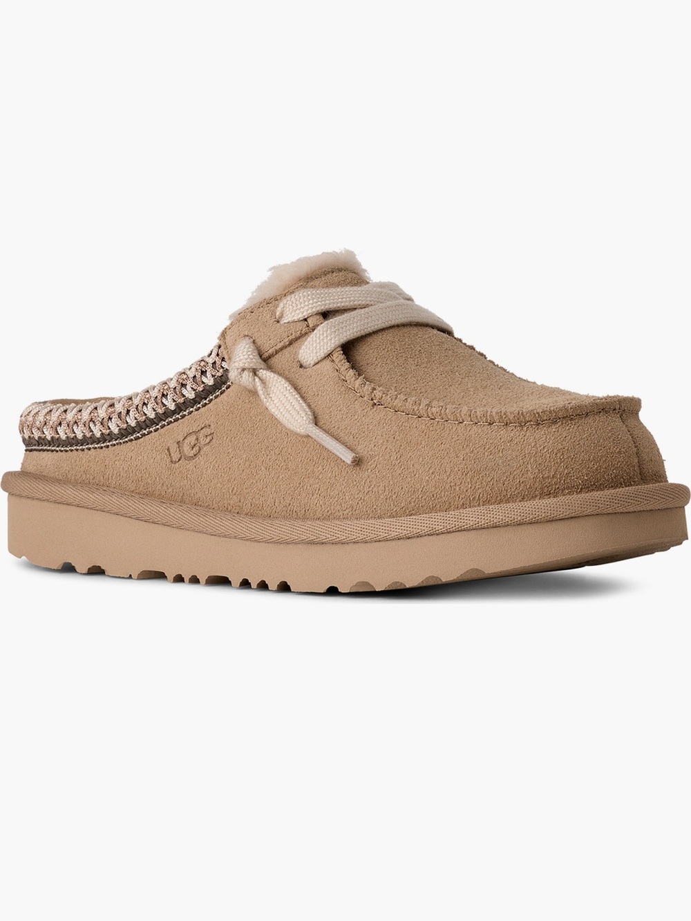 New Ugg Sand Suede Kids Tasman Mules Slides Laced Shoes Tan 1
